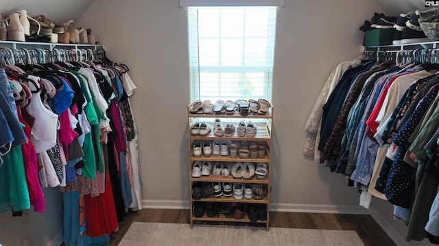 255 Common Reed Dr, Gilbert, SC 29054 - spacious closet with vaulted ceiling and wood finished floors