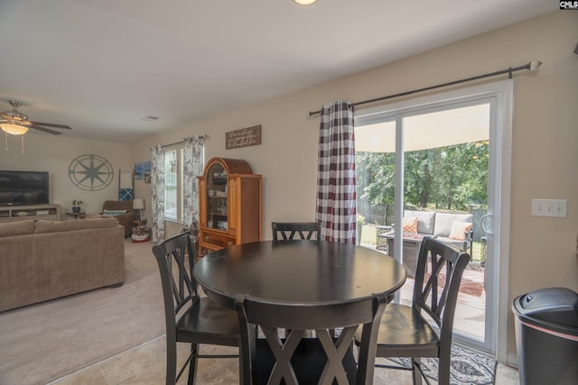 611 Colony Lakes Dr, Lexington, SC 29073 - dining area featuring ceiling fan and light carpet