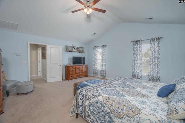 611 Colony Lakes Dr, Lexington, SC 29073 - bedroom with vaulted ceiling, carpet, and a ceiling fan