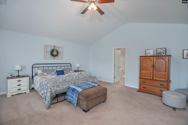 611 Colony Lakes Dr, Lexington, SC 29073 - bedroom featuring vaulted ceiling, carpet, and ceiling fan