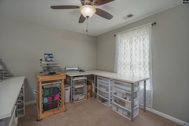 611 Colony Lakes Dr, Lexington, SC 29073 - carpeted home office with ceiling fan