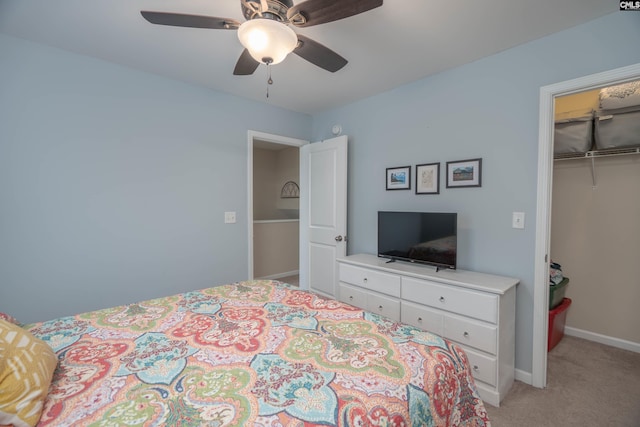 611 Colony Lakes Dr, Lexington, SC 29073 - bedroom with light colored carpet, a closet, and a ceiling fan
