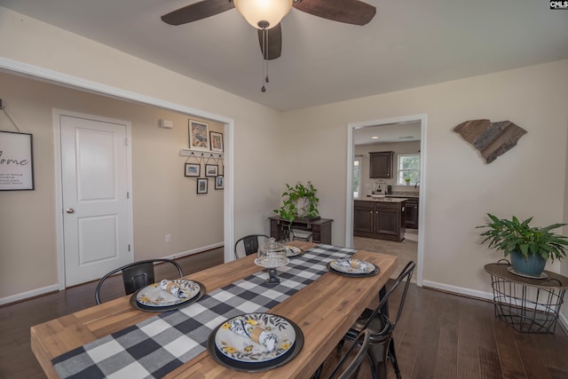 611 Colony Lakes Dr, Lexington, SC 29073 - dining space with dark wood finished floors and a ceiling fan