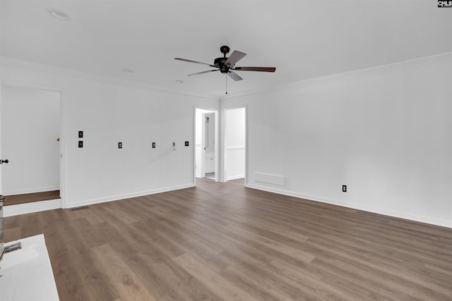 455 Harleston Rd, Irmo, SC 29063 - unfurnished living room with a ceiling fan, wood finished floors, and ornamental molding