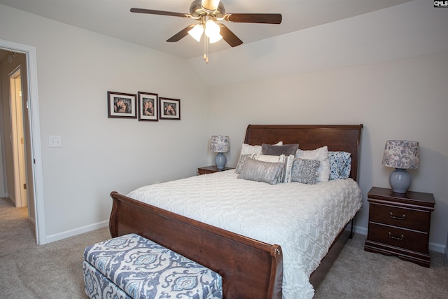 140 Green Ivy Ct, Camden, SC 29020 - carpeted bedroom with lofted ceiling and ceiling fan
