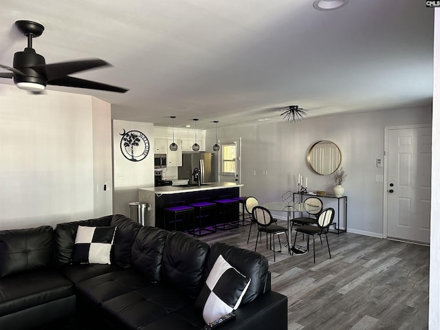 5 Battery Walk Ct Unit B, Columbia, SC 29212 - living area with dark wood-style flooring and ceiling fan