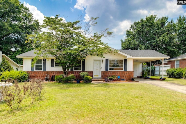2518 Tiffany Trl, Cayce, SC 29033 - bungalow-style home featuring brick siding, concrete driveway, an attached carport, and a front lawn