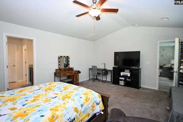 926 Tanreall Dr, Lexington, SC 29073 - bedroom featuring vaulted ceiling, carpet floors, and a ceiling fan