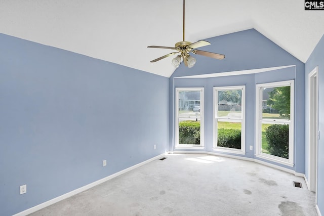 263 Sausage Ln, West Columbia, SC 29170 - carpeted spare room featuring vaulted ceiling and a ceiling fan