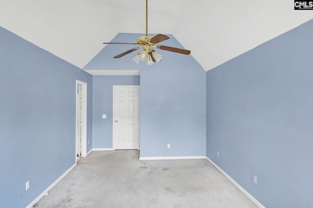 263 Sausage Ln, West Columbia, SC 29170 - carpeted spare room featuring ceiling fan and high vaulted ceiling