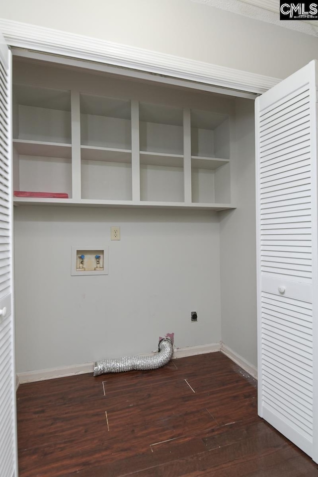 263 Sausage Ln, West Columbia, SC 29170 - washroom featuring hookup for an electric dryer, dark wood-style flooring, and hookup for a washing machine