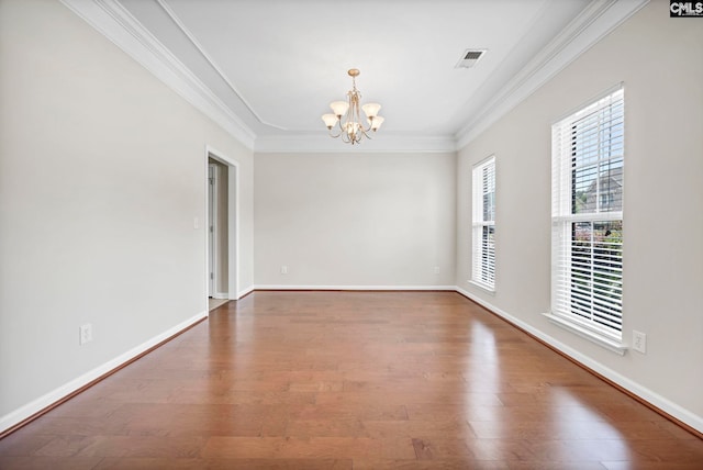 267 Caedmons Creek Dr, Irmo, SC 29063 - empty room with a chandelier, wood finished floors, and crown molding