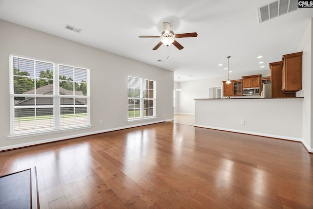 267 Caedmons Creek Dr, Irmo, SC 29063 - unfurnished living room with ceiling fan, recessed lighting, and wood finished floors
