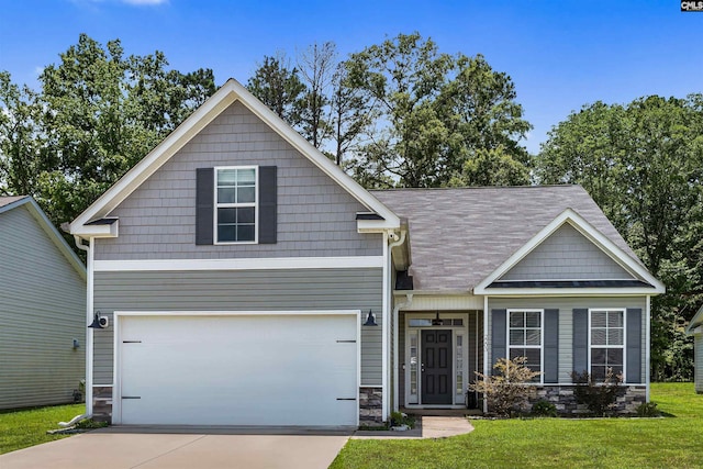 2203 Newberry Landing Cir, Newberry, SC 29108 - craftsman-style home featuring concrete driveway, a front yard, and stone siding