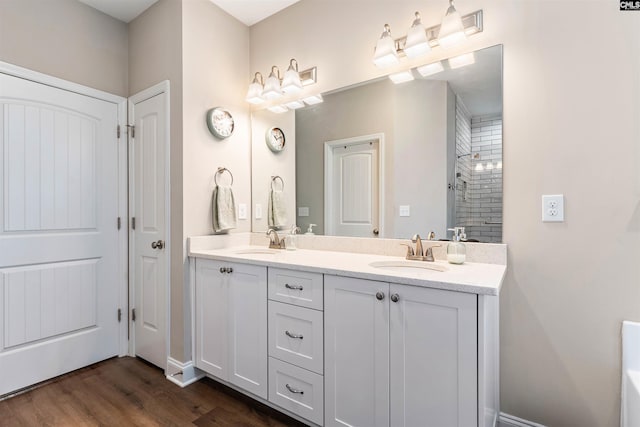 2203 Newberry Landing Cir, Newberry, SC 29108 - full bath featuring double vanity, wood finished floors, and tiled shower