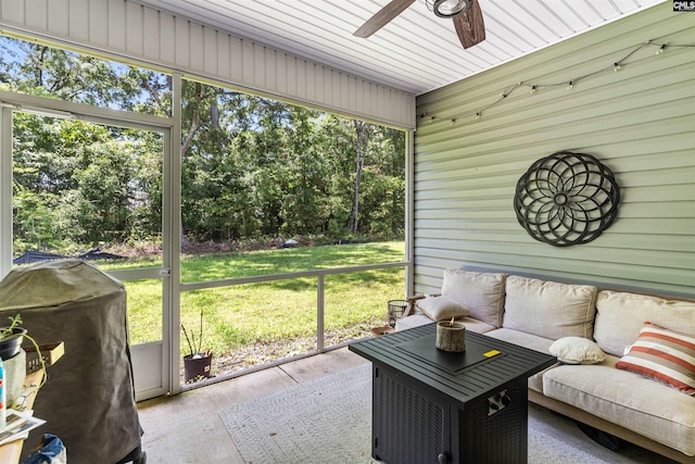 2203 Newberry Landing Cir, Newberry, SC 29108 - sunroom featuring a ceiling fan