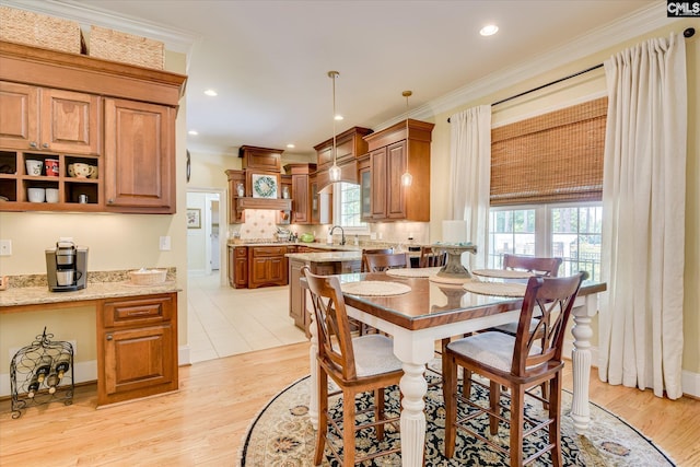 3450 Summerland Hwy, Leesville, SC 29070 - dining space with ornamental molding, light wood-style flooring, and recessed lighting