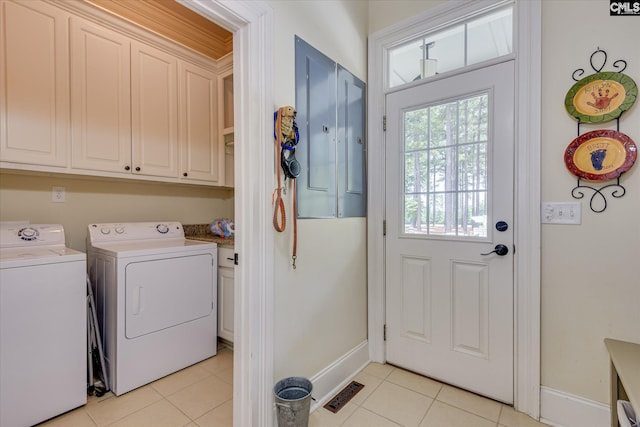 3450 Summerland Hwy, Leesville, SC 29070 - washroom with electric panel, cabinet space, separate washer and dryer, and light tile patterned floors