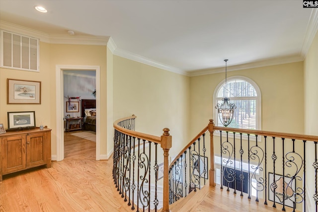 3450 Summerland Hwy, Leesville, SC 29070 - stairway with wood finished floors, ornamental molding, and recessed lighting