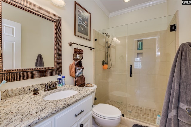 3450 Summerland Hwy, Leesville, SC 29070 - bathroom with crown molding, vanity, and a stall shower