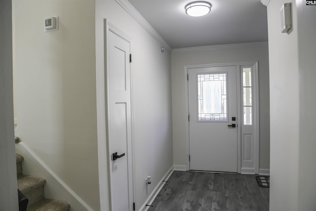 960 Curtis St, Columbia, SC 29210 - entryway featuring dark wood-style flooring, crown molding, and stairway