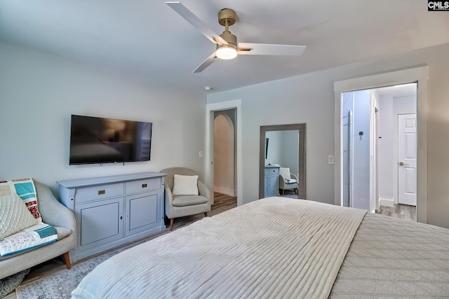 5404 Fairview Rd, Batesburg, SC 29006 - bedroom with wood finished floors and ceiling fan