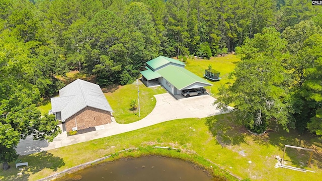 5404 Fairview Rd, Batesburg, SC 29006 - view from above of property with a forest and a nearby body of water