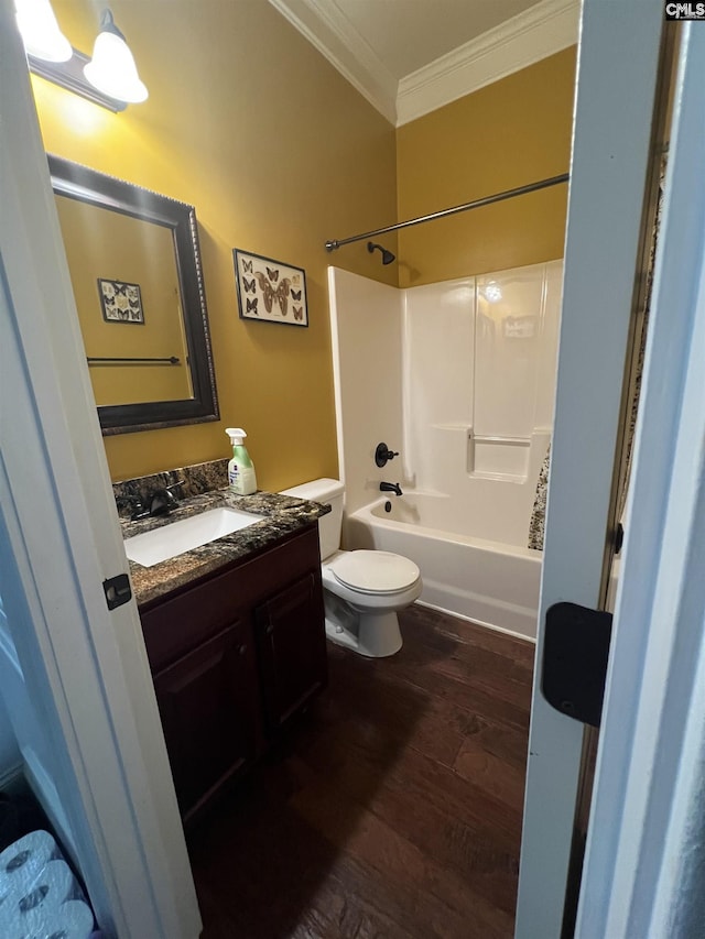 127 Brooklet Dr, Lexington, SC 29072 - full bath featuring ornamental molding, vanity, wood-type flooring, and washtub / shower combination