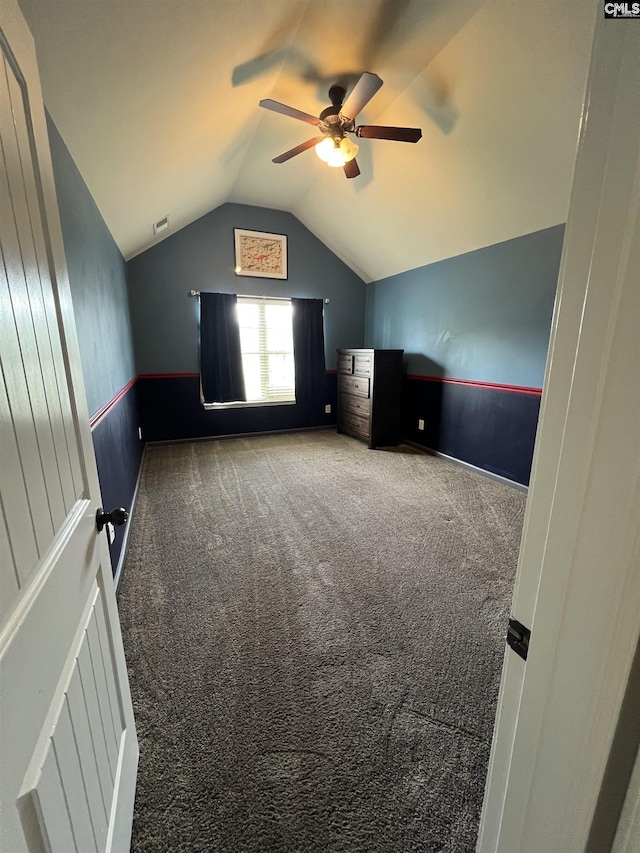127 Brooklet Dr, Lexington, SC 29072 - bonus room featuring carpet floors, lofted ceiling, and ceiling fan
