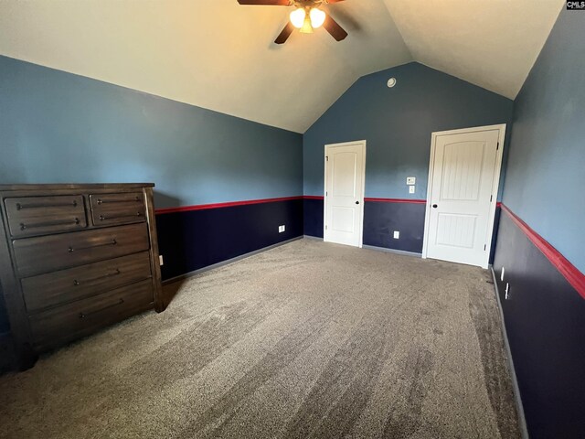 127 Brooklet Dr, Lexington, SC 29072 - unfurnished bedroom featuring vaulted ceiling, carpet flooring, and a ceiling fan