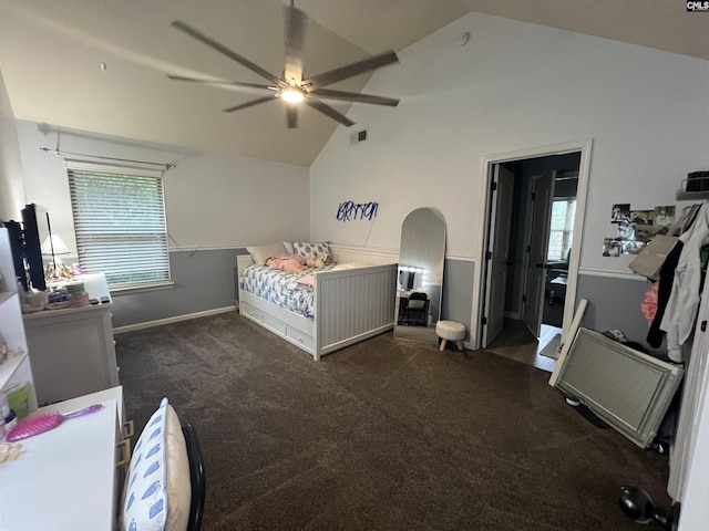127 Brooklet Dr, Lexington, SC 29072 - carpeted bedroom with ceiling fan, arched walkways, and high vaulted ceiling