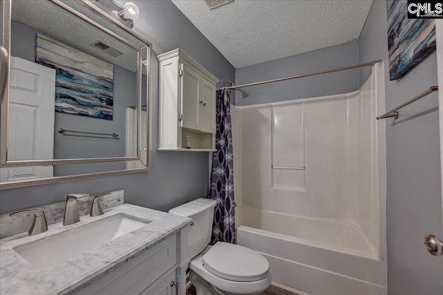 27 Lacebark Ln, Elgin, SC 29045 - bathroom with vanity, shower / tub combo with curtain, and a textured ceiling