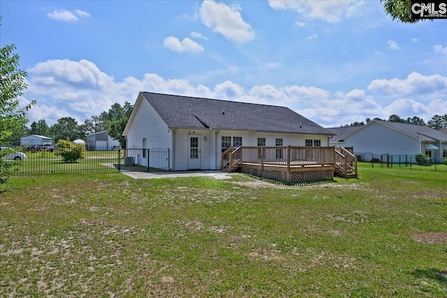 27 Lacebark Ln, Elgin, SC 29045 - rear view of house with a deck, a fenced backyard, a patio, and a gate