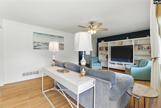 1159 Starview Dr, West Columbia, SC 29172 - living room featuring a ceiling fan and wood finished floors
