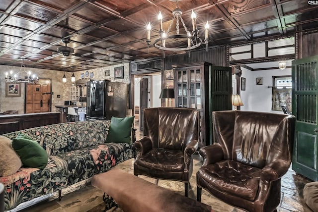 648 E Point Dr, Gilbert, SC 29054 - living area with a chandelier and an ornate ceiling