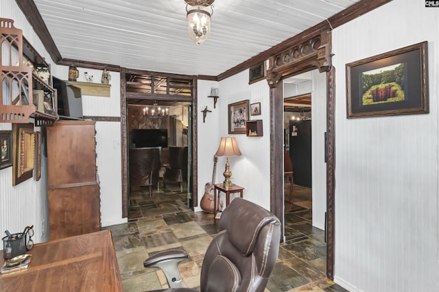 648 E Point Dr, Gilbert, SC 29054 - home office with stone finish flooring and ornamental molding