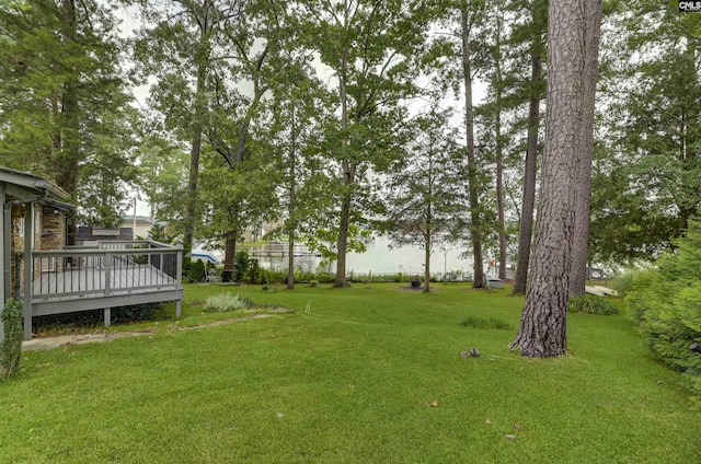 648 E Point Dr, Gilbert, SC 29054 - view of grassy yard featuring a wooden deck
