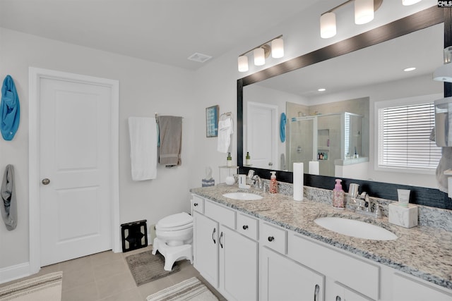 181 Prismatic Way, Lexington, SC 29072 - full bath with a shower stall, double vanity, and tile patterned flooring