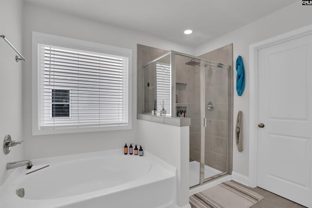 181 Prismatic Way, Lexington, SC 29072 - full bath with a bath, a stall shower, plenty of natural light, and recessed lighting