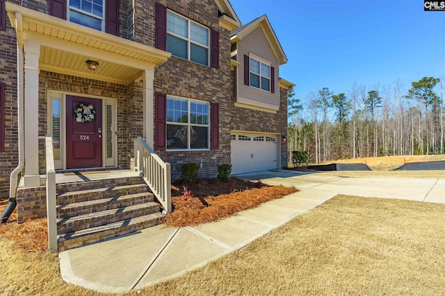 exterior space with a garage