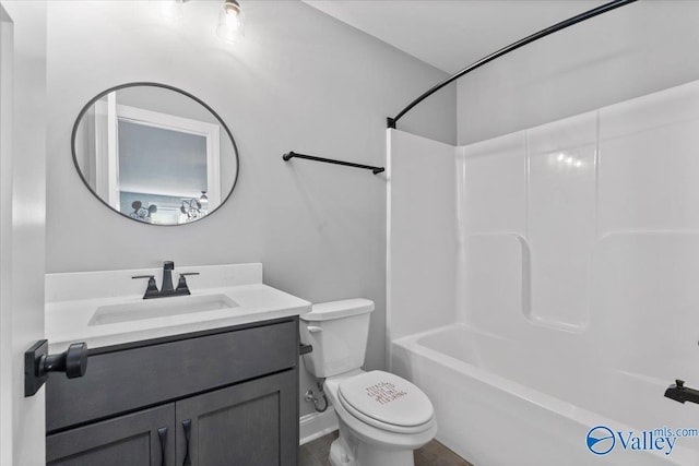 full bathroom featuring vanity, toilet, and shower / bathtub combination