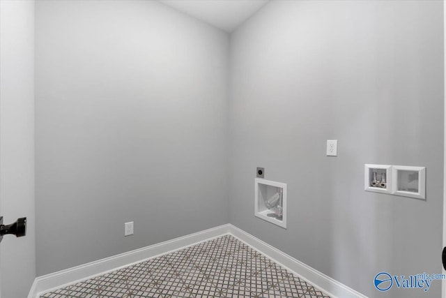 clothes washing area featuring washer hookup and hookup for an electric dryer