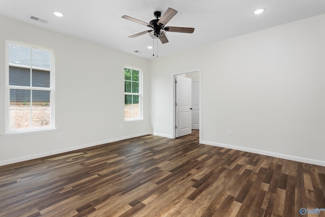 4452 Sibert St S, Gadsden, AL 35903 - empty room with dark wood finished floors, ceiling fan, and recessed lighting