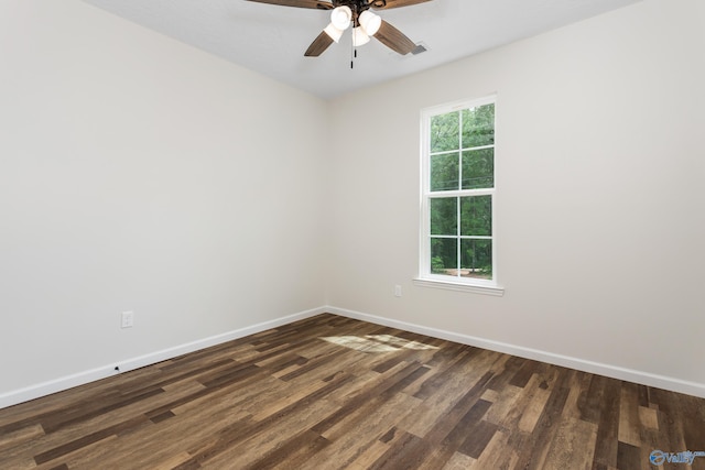 4452 Sibert St S, Gadsden, AL 35903 - spare room with a ceiling fan and dark wood-style flooring