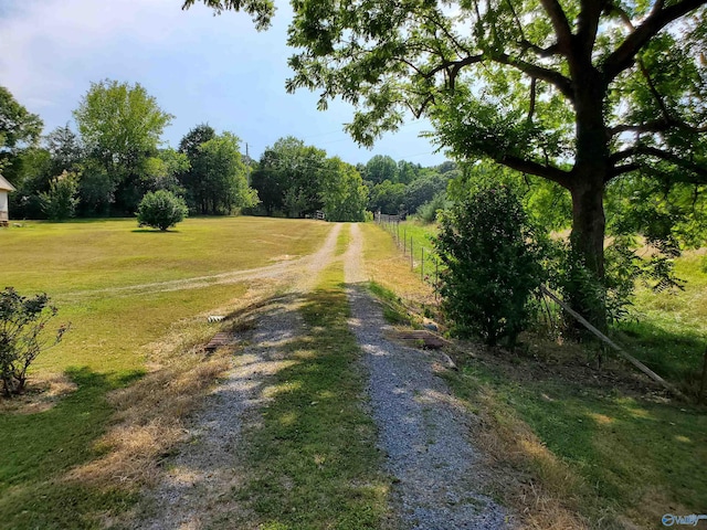 view of road with a rural view