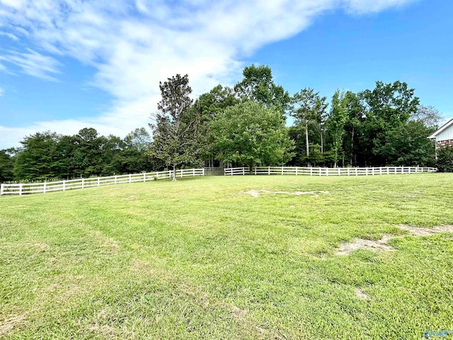 view of yard with a rural view