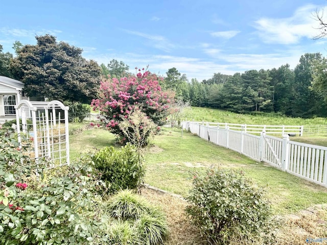 view of yard with a fenced backyard