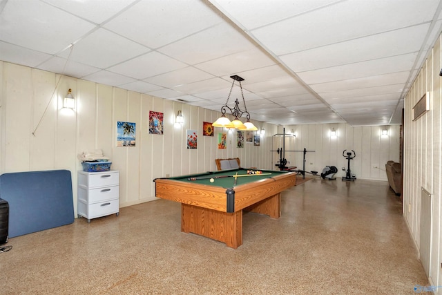 16904 Linton Rd, Athens, AL 35613 - playroom with billiards table, a drop ceiling, and speckle patterned floor