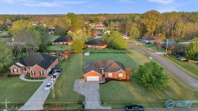 147 Singletree Dr, Hazel Green, AL 35750 - birds eye view of property featuring a forest view and a residential view