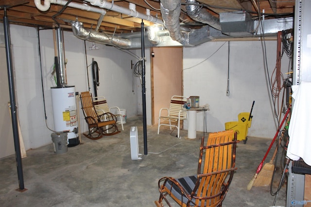 basement with gas water heater